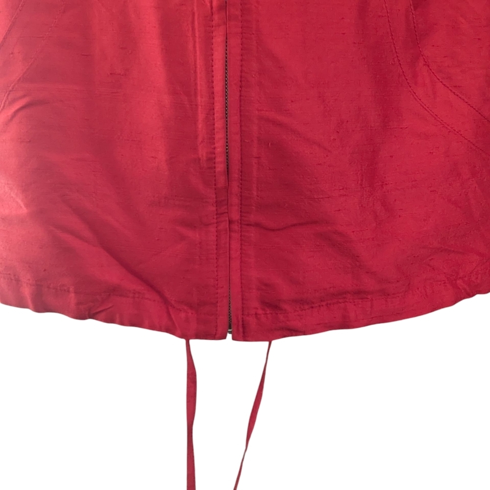 Vintage 90s Escada Sport Red 100% Silk Hooded Jacket NWT Size M - Picture 6 of 10